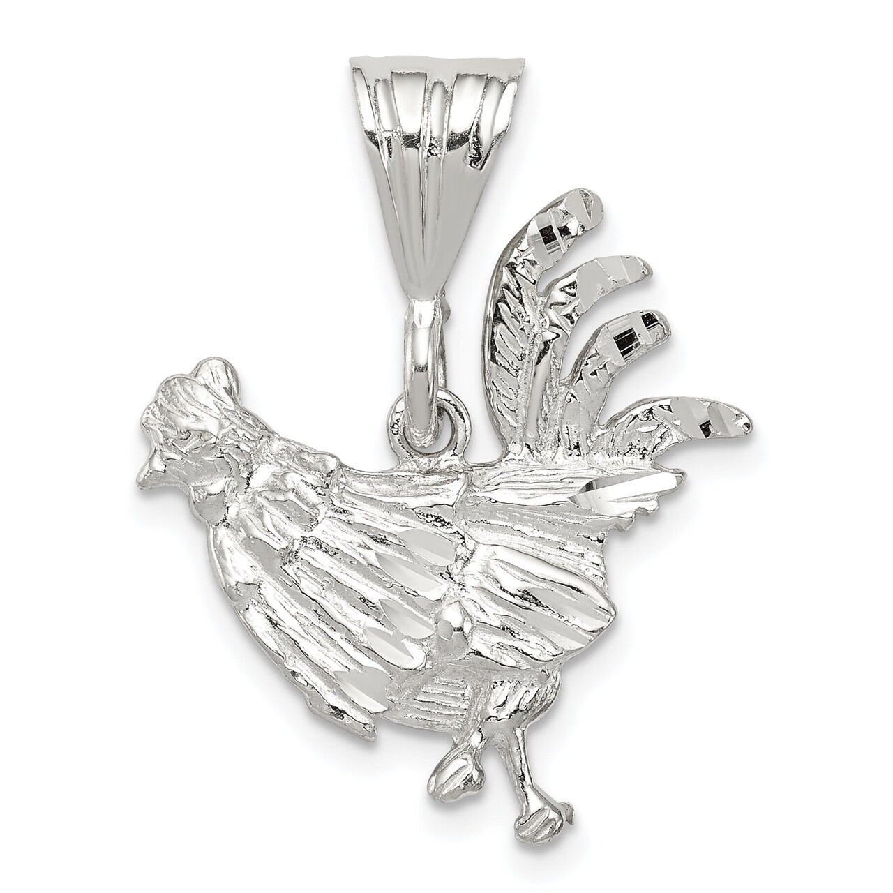 Sterling Silver Rooster Charm Pendant FindingKing Jewerly 25mm x 22mm